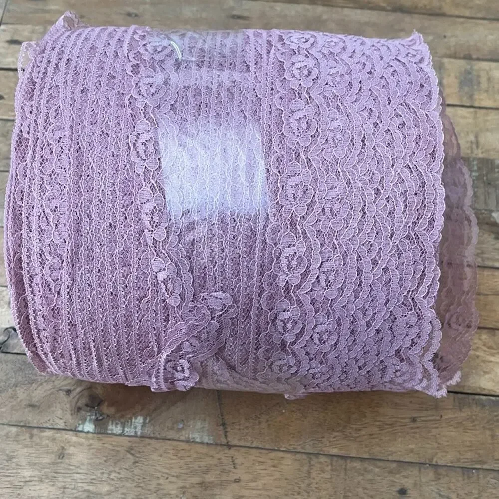 Large 8 in Spool Of Dusty Rose Lace Trim Scalloped Floral 2 lbs 14 Oz - Picture 6 of 6